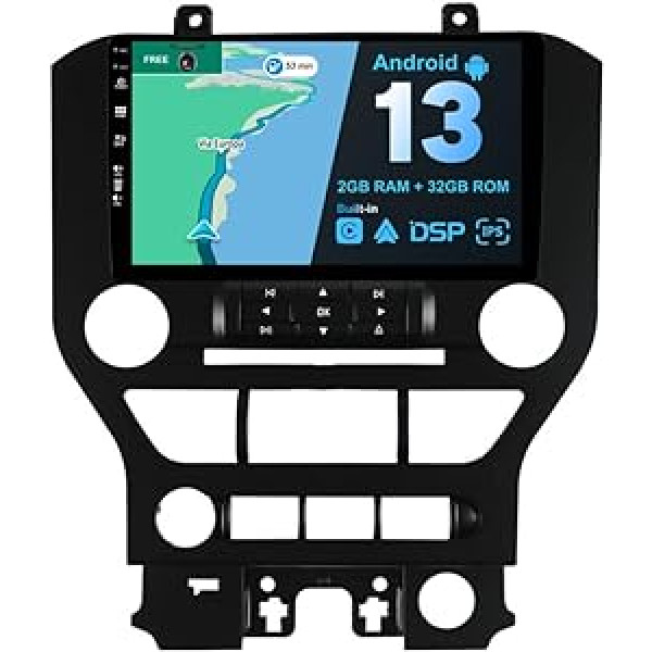 BXLIYER Android 13 IPS automašīnas radio, kas piemērots Ford Mustang (2015-2020) - Iebūvēta CarPlay Android automašīna - Bezmaksas atpakaļgaitas kamera - 2G + 32G - 9 collu 2 DIN - DAB stūres vadība Fast Boot WiFi