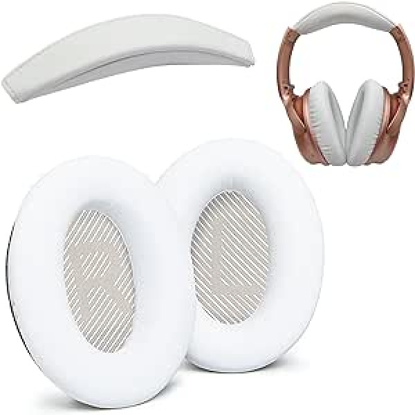 Rezerves ausu spilventiņi QC35 / QC35 II un QC35 galvas saite / QC35 ii galvas stīpas V3 spilventiņu spilventiņš, kas saderīgs ar Bose QuietComfort 35 (QC35) un Bose QuietComfort 35 ii (QC35 ii) austiņām (baltas)