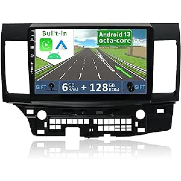 YUNTX [6 GB + 128 GB] Android 13 2 Din automašīnas stereo, kas piemērots Mitsubishi Lancer 2008-2016 — [iebūvēts CarPlay/Android Auto/DSP] — bezmaksas kameras atbalsts DAB/Stūres vadība/MirrorLink/WiFi/USB/4G/360 Kamera