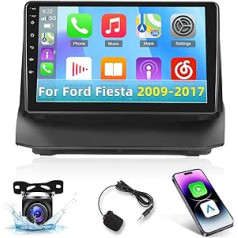 Andorid Double DIN automašīnas stereo iekārta Ford Fiesta 2009-2017 ar Carplay un Android Car - 2+64G 8 Core 9 collu IPS skārienekrāna radio - WiFi DSP Mirror Link GPS izlijis ekrāns + AHD atpakaļskata kamera + mikrofons