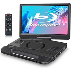 FANGOR 12 colių nešiojamasis „Blu-ray“ DVD grotuvas su 270° besisukančiu 1920 x 1080 Full HD namų kinu, HDMI Dolby USB/SD