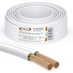 OKSI Speaker Cable - 2 x 0.75 mm² - 50 m, White Copper Cable for HiFi, Connection of Audio Stereo to Amplifier, Surround Sound System, TV Home Cinema and Car Radio. Made in Germany, 50 m 2 x 0.75 mm²