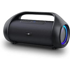 MANTA Bluetooth 5.0 skaļrunis SPK310 XBASS — patiess bezvadu stereo — Google palīgs, Siri — super bass — brīvroku funkcija — ekvalaizers — barošanas bloka funkcija — ūdensizturīgs — melns — 45,5 x 18,5 x 23 cm