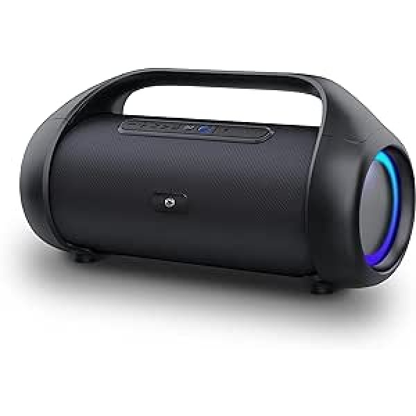 MANTA Bluetooth 5.0 skaļrunis SPK310 XBASS — patiess bezvadu stereo — Google palīgs, Siri — super bass — brīvroku funkcija — ekvalaizers — barošanas bloka funkcija — ūdensizturīgs — melns — 45,5 x 18,5 x 23 cm