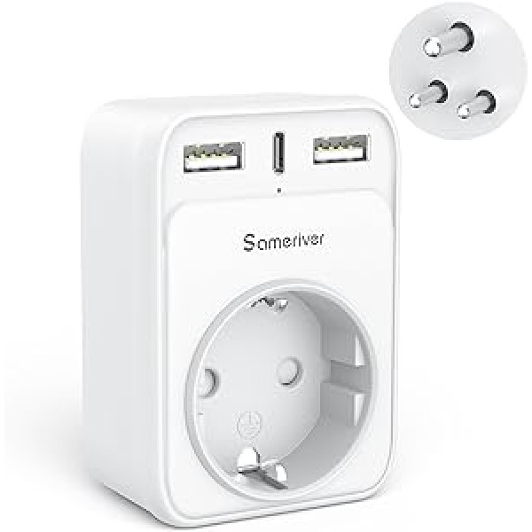 Ceļojumu adapteris Indijas adapteris Vācija Spraudnis Ceļojuma adapteris ar 2 USB 1USB C (3A) ligzdas adapteris D tips Šrilankai, Indijai, Nepālai Indijas sienas lādētāja uzlādes stacija