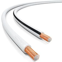 deleyCON Speaker Cable 50 m 2 x 1.5 mm² Speaker Cable CCA Copper-Coated Aluminium 2 x 48 x 0.20 mm Stranded Polarity Marking White