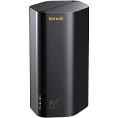 Tenda 5G03 5G NR LTE WLAN Router for Nano SIM Card (AX1800 CAT19 2.4GHz: 574Mbit/s+5GHz: 1201Mbit/s, 4.67Gbps in Download) 2-Gigabit Port, Plug & Play, Wi-Fi 6 Technology, MU-MIMO, WPA3, Black