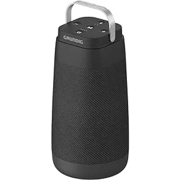 GRUNDIG BT Speaker Connect 360, Bluetooth skaļrunis, mūzikas kaste, 360° skaņa, darbības rādiuss līdz 30 m, akumulatora darbības laiks līdz 20 stundām, LED akumulatora indikators, uzlādes stacija, mikrofons, melns