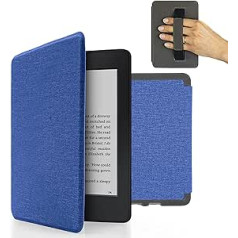 MyGadget futrālis Amazon Kindle Paperwhite 7. paaudzei (līdz 2017. gadam — 6 collas) ar rokas siksnu un automātiskās miega/modināšanas funkciju — pārvelkams futrālis tumši zilā krāsā