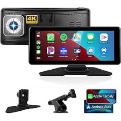 Podofo Wireless Apple Carplay 6,86 collu portatīvais automašīnas radio Android automašīna ar 4K priekšējo kameru, Carplay ekrāns ar Bluetooth Mirror Link TF/FM raidītājs/AUX cilpas ierakstīšana 7–32 V piesūceknis DIY