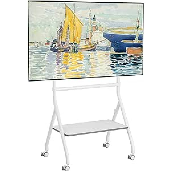 ETHU Mobile TV Stand Rollable, Modern Easel TV Floor Stand, Artistic Corner TV Stand for 40-86 Inches, Height Adjustable, 4 Legs Studio Display Stand for Bedroom, Living Room