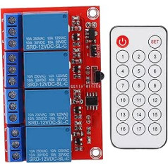 4 kanālu releja moduļa uztvērējs + 4 kanālu infrasarkanais tālvadības pults raiduztvērēja uztvērēja vadības slēdzis (12V)