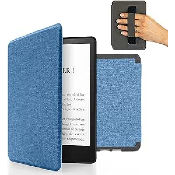 MyGadget futrālis Amazon Kindle 11. paaudzei (2022. gada modelis) — 6 collas ar rokas siksnu un automātiskās miega/modināšanas funkciju — gaiši zils pārvelkamais futrālis