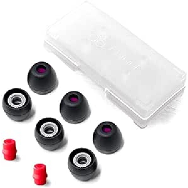 Final Audio Earbuds Kit Type E ar korpusu un sprauslas adapteri — der 1More, AKG, Audio-Technica, Beats by Dre, Campfire Audio, Empire Ears, Shure, Sony, Westone, Black Red X-Small + melns/sarkans