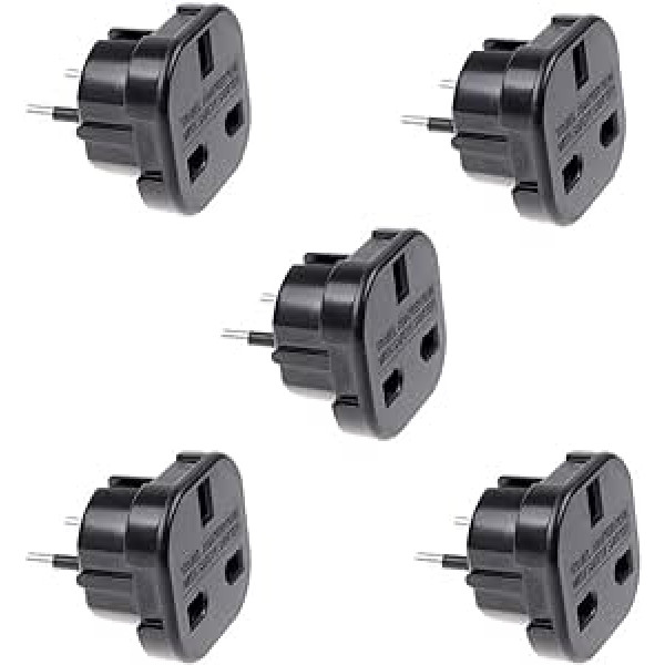 Apvienotās Karalistes kontaktdakša pie EU Pin Travel Adapter Q4U Power Converter Apvienotās Karalistes spraudnis uz Euro Pack of 5