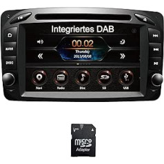 Amaseaudio Wince Car Radio, Built-in DVD Player & DAB+, 2 DIN Compatible with Benz W168 W203 W209, 7 Inch Touch Screen, Supports GPS Navigation (including SD Card with Card), USB Port