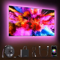 Televizora LED fona apgaismojums ar HDMI sinhronizācijas kārbu, fona apgaismojuma atbalsts 1080P @ 60 Hz tīras krāsas apgaismojuma efekts, lietotņu vadība, apkārtējās vides apgaismojums datoriem, kuru izmērs ir mazāks par 65 collām