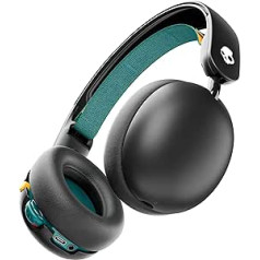 Skullcandy Grom bezvadu austiņas uz ausīm, akumulatora darbības laiks 45 stundas, skaļuma ierobežojums, saderīgs ar iPhone, Android un Bluetooth ierīcēm — melns