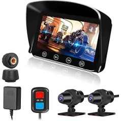 VSYSTO Motocikla DashCam Motocikla Kamera 1080P Divu objektīvu priekšējā un aizmugurējā kamera WiFi braukšanas ierakstītājs Ūdensizturīga sporta kamera 4,5 collu LCD ekrāns 130° platleņķa nakts redzamības vilkmes sacīkstes