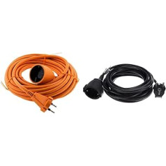 Prolongateur 16A HO5VV-F 2 x 1.5 Orange 10 m & REV Extension Cable 5 m Extension 3680 W Power Cable H05VV-F, Black