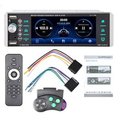 1 DIN 5,1 colio automobilio stereofoninis Bluetooth radijas IPS HD jutiklinis FM/AM/RDS, AI balso MP3 grotuvas, valdymas balsu vairaračiu, AUX SD DVR 4 USB iOS Android Mirror Link mikrofono stovas