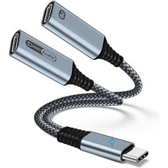 USB C skirstytuvas, 2 viename C tipo skirstytuvas su 2 USB C ausinių adapteriu ir įkrovimas, su PD 60 W greito įkrovimo Aux garso laidu, skirtu Samsung, Google Pixel ir kt.