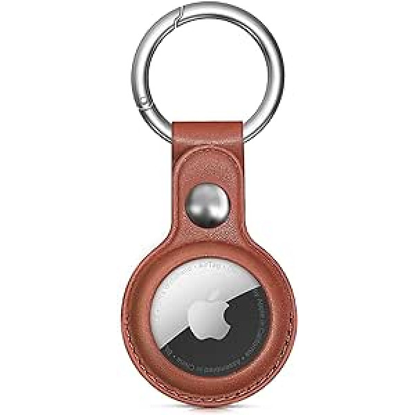 Woyinger Airtag atslēgu piekariņš Apple Airtag turētājam, Ādas aizsargājošs gaisa tagu futrālis, Tracker vāciņš ar Airtag turētāju, Airtag atslēgu piekariņš saderīgs ar Apple New AirTag, brūns