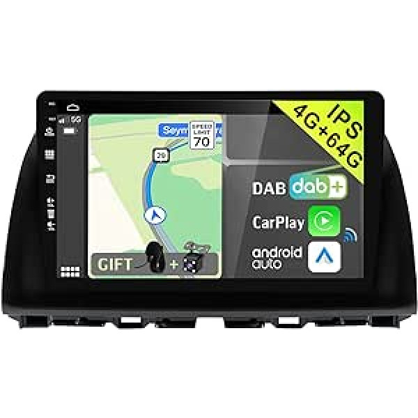 YUNTX [DAB-4G+64G] Android 12 automašīnas radio ierīcei Mazda CX-5 (2012-2017)-[Integrēts DAB+/CarPlay/Android Auto/DSP/GPS]-10,1 collas IPS 2.5D skārienekrāns bez mikrofona + kameras USB/ MirrorLink/Bluetooth 5.0