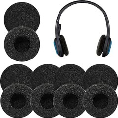 10 Stück Kopfhörer-Ersatz-Kopfhörer-Schaumstoff-Pads, Kopfhörer-Schaumstoff-Kopfhörer-Abdeckungen für Kopfhörer, Ersatzbezüge, kompatibel mit den meisten Headsets, 5,1 cm (schwarz)