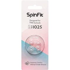 SpinFit CP1025 True bezvadu ausu aizbāžņi tālruņiem MTW 3, Jabra Elite 7, Galaxy Buds 2 un citiem — M/S — medicīniskas kvalitātes silikona patentēti ausu aizbāžņi (sprauslas diametram 4–5,5 mm)