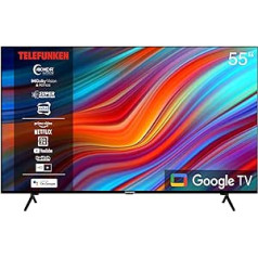 Telefunken Google TV 55 collu televizors (4K UHD Smart TV, HDR Dolby Vision, trīskāršs uztvērējs, Dolby Atmos, HD+, 6 mēneši iekļauts) XU55GA660S