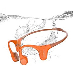 mojawa Run Plus Bone Conduction austiņas, IP68 ūdensizturīgas peldēšanas austiņas, Open Ear Bluetooth ar mikrofonu un 32 GB MP3, skriešana, peldēšana, oranža