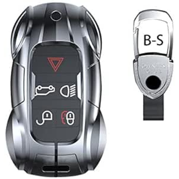 Gleamydot automašīnas atslēgas futrālis saderīgs ar Key Defender Range Land Rover Discovery 4 Evoque XE XFSport Jaguar viedās tālvadības pults cinka sakausējuma korpusu (Land-Rov-BS)