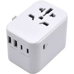 Welly ceļojumu adapteris visā pasaulē, universālais ceļojumu adapteris, universālais ligzdas adapteris ar 2 USB un 3 tipa C pieslēgvietām, ceļojumu spraudnis Vācijā, Anglijā, ASV, Austrālijā un vairāk nekā 224 valstīs, bērnu aizsardzība