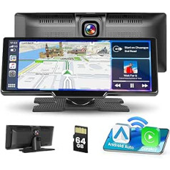 7V-32V 9,3 collu digitālo multivides uztvērējs ar bezvadu Carplay Android Car HD skārienekrānu portatīvo automašīnas radio ar Bluetooth HD priekšējo kameru FM raidītājs balss vadības cilpas ierakstīšana + 64G SD karte