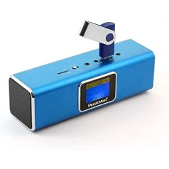 MusicMan TXX3548 MA Soundstation Stereo-Lautsprecher mit integriertem wiederaufladbarem Akku und LCD-Display (MP3 atskaņotājs, radio, microSD-Kartensteckplatz, USB-Steckplatz), Blau