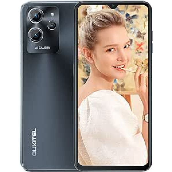 Viedtālrunis OUKITEL C32 bez līguma, Android 12 mobilais tālrunis ar 8 GB (13 GB) + 128 GB/SD 1 TB astoņkodolu procesoru, 6,52 collu HD+ displejs, 5150 mAh ar 10 W ātrās uzlādes mobilajiem tālruņiem, 20 MP kamera,