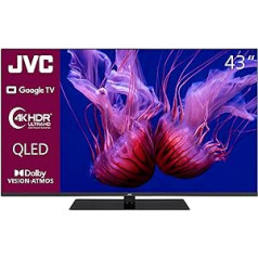 JVC Google TV 43 collu QLED televizors (4K UHD viedais televizors, HDR Dolby Vision, Dolby Atmos, trīskāršs uztvērējs) LT-43VGQ8255