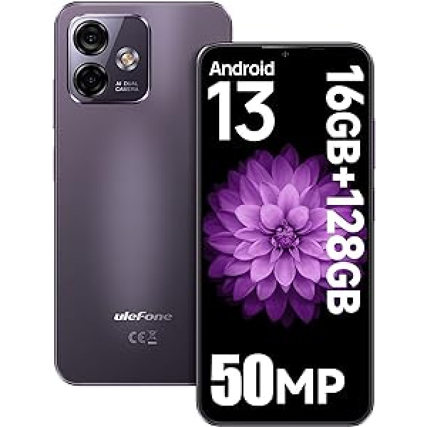 Ulefone Note 16 Pro mobilais tālrunis bez līguma, 16 GB + 128 GB/256 GB SD 50 MP kamera 6,52 collu astoņkodolu Android 13 viedtālrunis 4400 mAh 4G divu SIM kartu Simlock bezmaksas mobilā tālruņa pirkstu nospiedumu sejas ID GPS 2