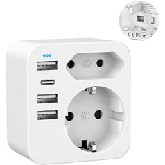 YIDODA ceļojumu adapteris Apvienotajā Karalistē Adapteris Anglija Vācija Spraudnis ar 4 USB 3.4A, Anglija Adaptera ligzda, Socket Adapter, Travel Plug Strāvas adapteris Īrijai Lielbritānija Sienas lādētāja uzlādes stacija