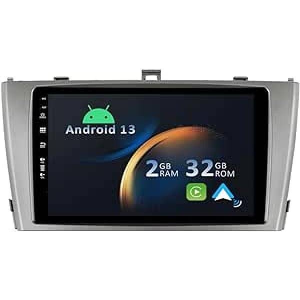 YUNTX Android 13 automašīnas radio, kas paredzēts Toyota Avensis 2009-2015 — [Integrēts CarPlay/Android Car/GPS]-9 collu IPS 2.5D skārienekrāns, bezmaksas kamera DAB/Stūres vadība/MirrorLink/Bluetooth 5.0/WiFi/USB/4G