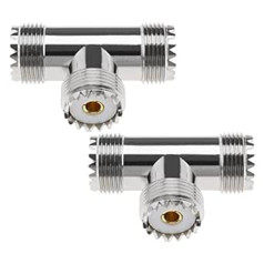 2 Stück UHF-Buchse auf Doppel UHF-Buchse Triple T-Anschluss PL259 Adapteris 3 Wege Zubehör Ersatz für Antennen FPV CB radijo skaitytuvas