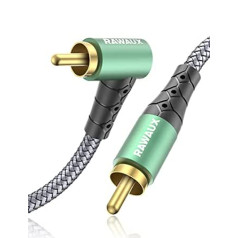 RAWAUX 90 Degree Angled RCA Audio Cable, 8 m RCA to RCA Stereo Audio Cable, Right Angle Subwoofer Cable for Amplifier, Speaker, Soundbar, Home Cinema and HiFi Systems