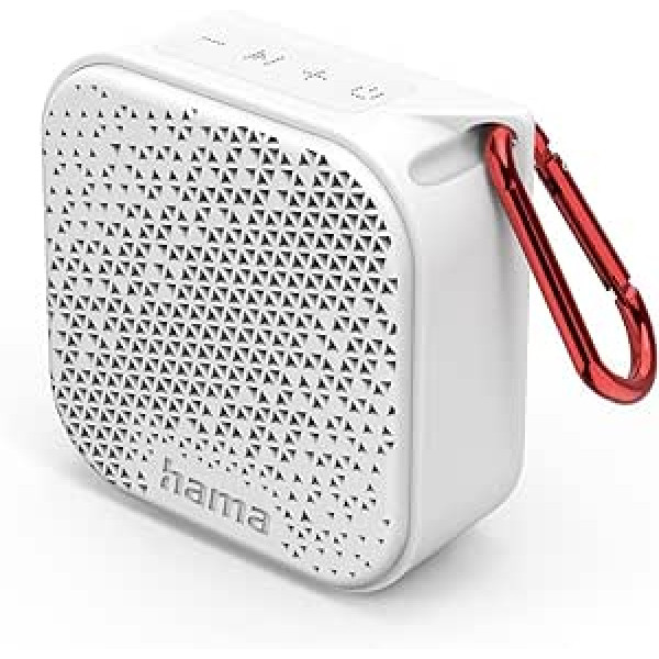 Hama Bluetooth skaļruņa kabatas 3.0 kārba mobilajam tālrunim kompakts mini skaļrunis ar Bluetooth, AUX un praktisku karabīni Maza mobilā mūzikas kaste Bluetooth ūdensizturīgs IP67 14h akumulators 3,5 W balts