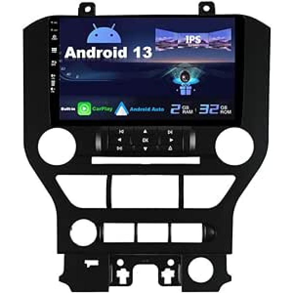 SXAUTO Android 13 IPS Autoradio for Ford Mustang (2015-2020) - Eingebaut CarPlay/Android Auto - Rückfahrkamera KOSTENLOS - 2G+32G - Lenkradsteuerung DAB Fast-Boot WiFi DSP Bluetooth - 2 Din 9 Zoll