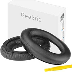 Geekria QuickFit Protein Leather rezerves ausu spilventiņi Sennheiser HD380 PRO, PC350, PXC350, PXE350, HME95, PC350 SE, HMEC250, HD380 austiņu ausu spilventiņi, austiņu ausu spilventiņu remonta daļas (melnas)