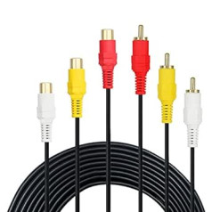 baolongking RCA Extension Cable - Premium Gold Plated Connectors 3x RCA Male to 3x RCA Female Audio Video Extension Cable (7.5m)