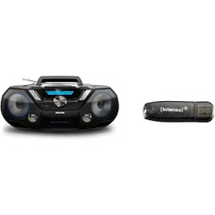 Philips AZB798T/12 CD skaņas iekārta, pārnēsājams CD atskaņotājs (Radio DAB+/FM, Bluetooth, CD, MP3-CD, USB, kasete, viss vienā skaņas sistēma) Melns & Intenso Rainbow Line 16 GB USB zibatmiņa USB 2.0 melns