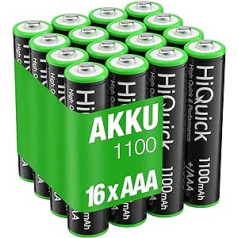 HiQuick 8 x AAA 1100 mAh + 8 x AA 2800 mAh uzlādējamās baterijas