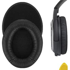 Geekria QuickFit Protein Leder Ersatz Ohrpolster für Sennheiser HD418, HD419, HD428, HD429, HD439, HD438, HD448, HD449 Kopfhörer Ohrpolster, Headset Ohrpolster Ersatzteile (Schwarz)